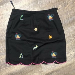 Boston Proper Black Scallop Skirt with Pink Trim Women’s Size 6